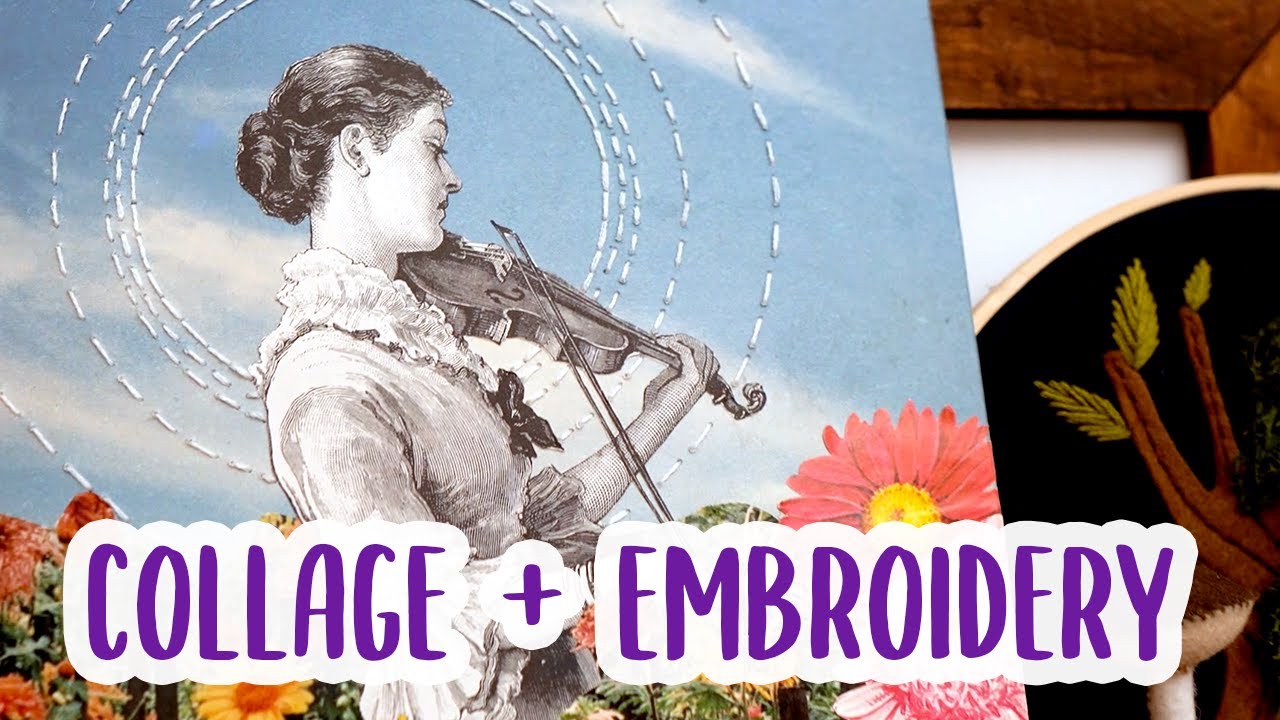 Adding Embroidery Detail To A Paper Collage | Cut and paste #33