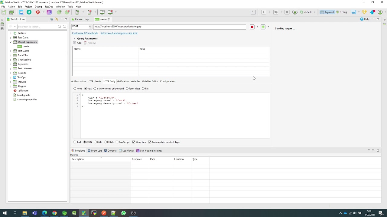 Katalon Studio Web Service Automation: Create New Test, Verify Response 200