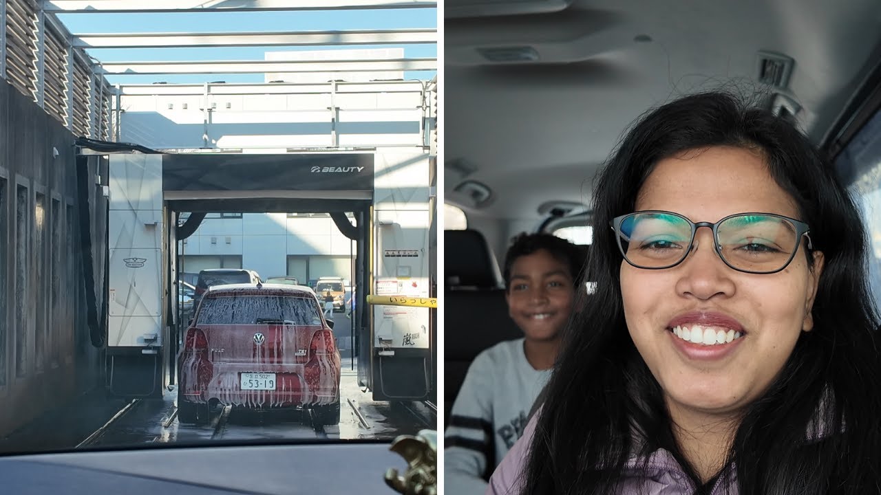 Automatic car wash experience in Japan | Online school because of influenza | Marndi family in Japan