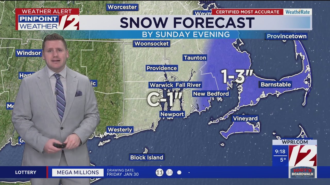 WPRI 12 Weather Forecast 1/31/26: Frigid and Dry Today; Snow Showers and Windy Sunday