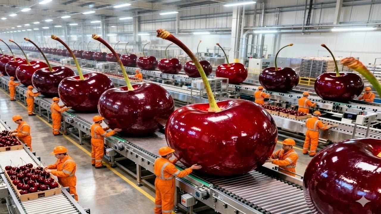 Inside the Cherry Pie Filling Factory – Fresh Cherries Turned Into Perfect Filling Full Process