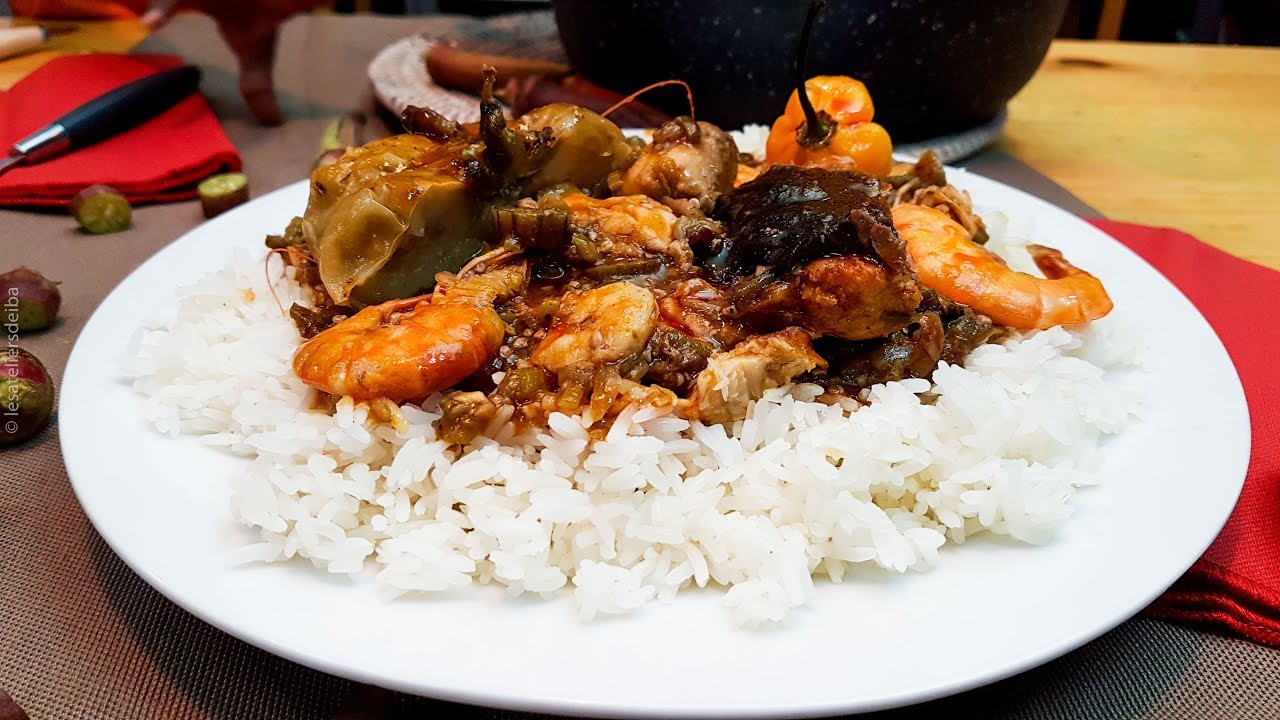 Soupe Kandia - Sauce Gombo à l'Huile de Palme et Riz Blanc