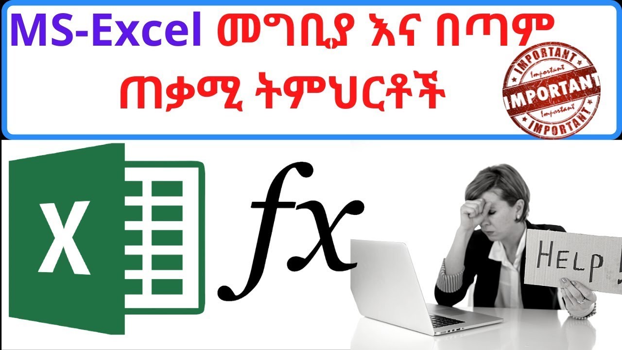 የMS Excel መግቢያ እና በጣም ጠቃሚ ትምህርቶች (MS Excel intro, tips and Simple functions)