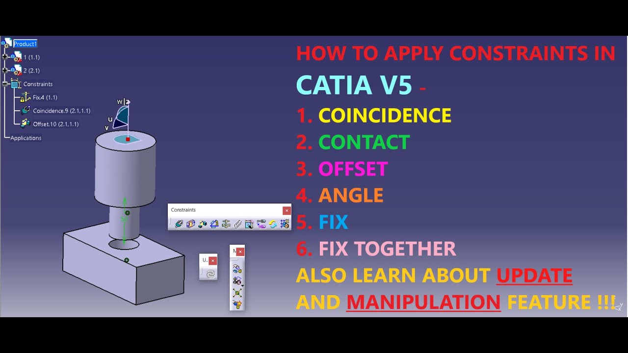 КАК ПРИМЕНЯТЬ ОГРАНИЧЕНИЯ В CATIA V5