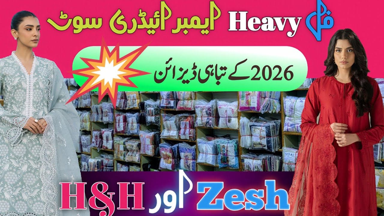H&H and Zesh Full Heavy Embroidery Suite // SK Cloth Center Alkaram Gali 