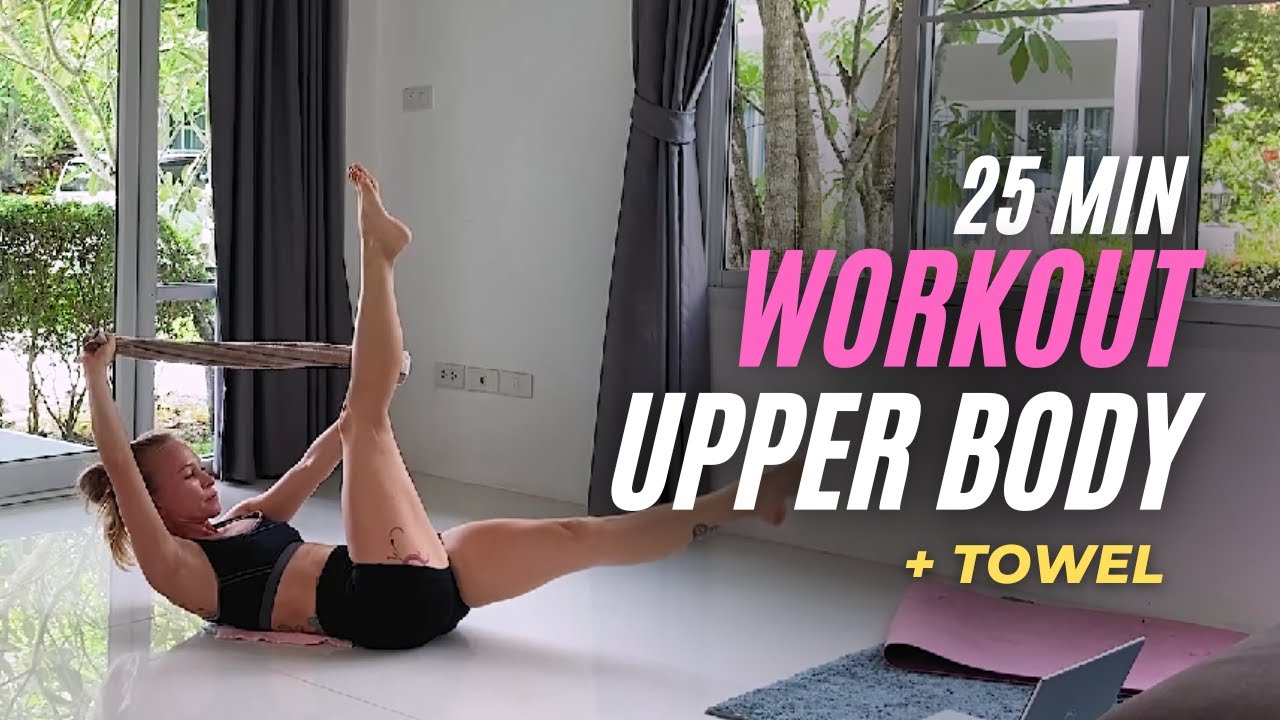 25 min UPPER BODY TOWEL Workout at home | BACK, SHOULDERS & ABS | Тренировка дома с полотенцем