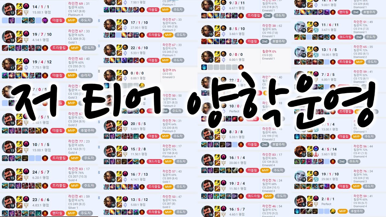 대리기사의 저 티어 정글 ALL MVP 양학 운영