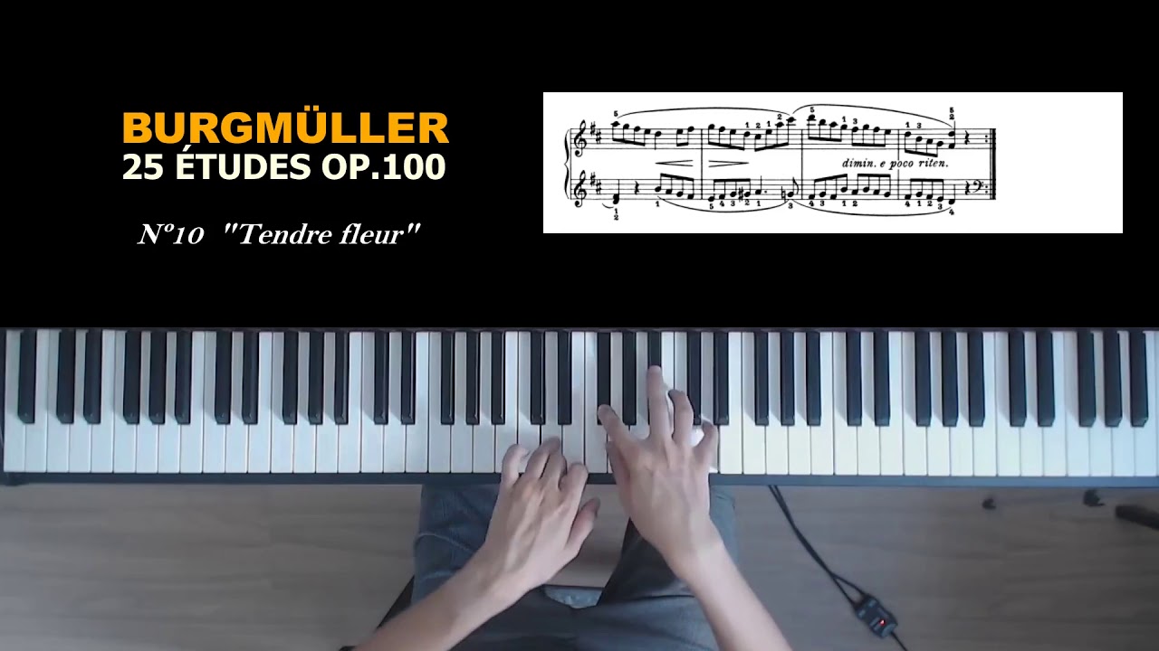 Burgmuller Op.100, Piano Etude #10: Tendre Fleur (Tender Flower)  + sheet music