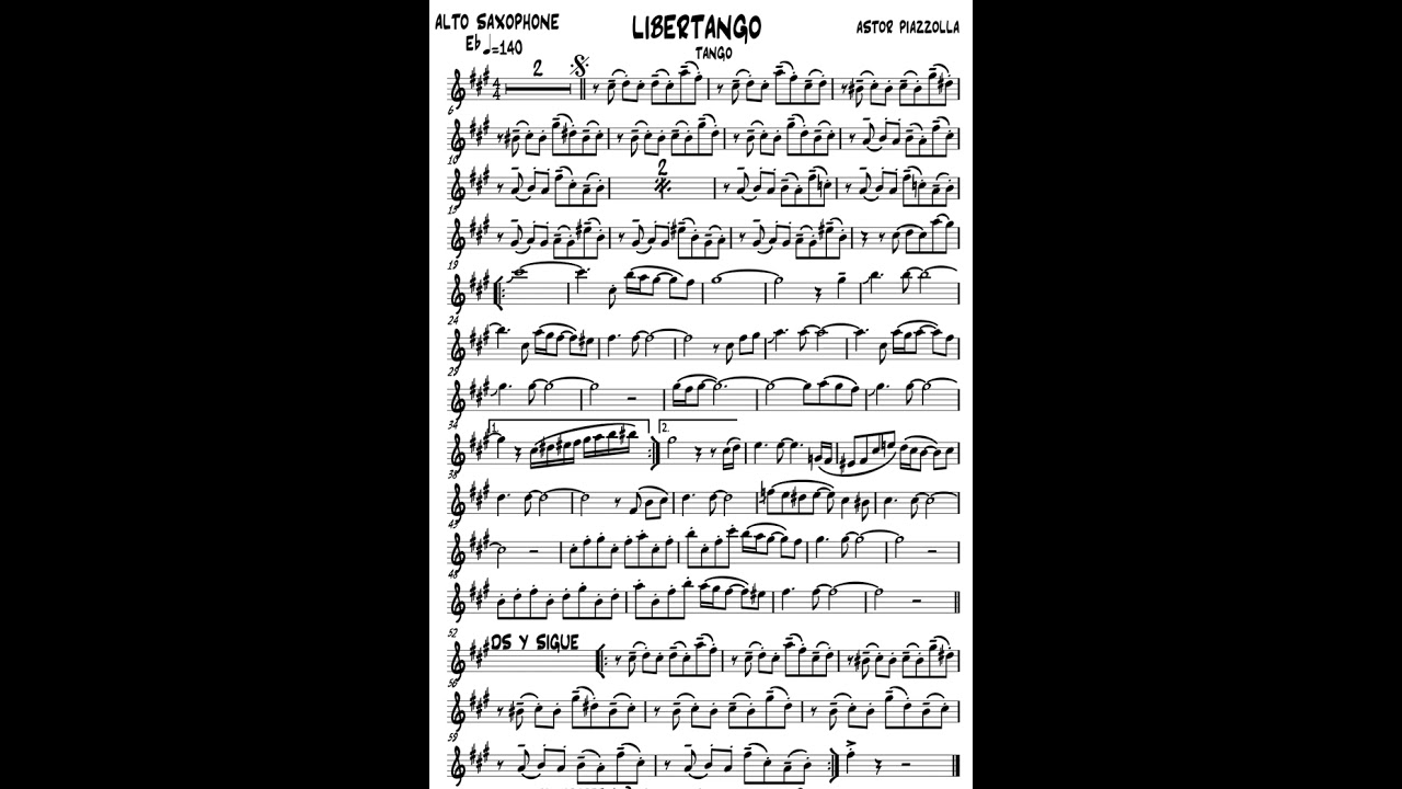 Libertango - GRATIS partitura para saxo alto 2024