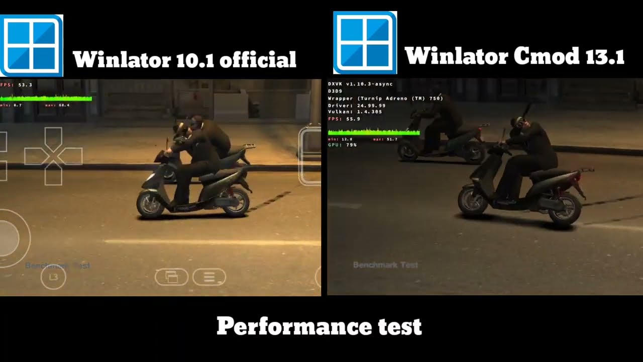Winlator Cmod 13.1 vs Winlator 10.1 official | performance test 