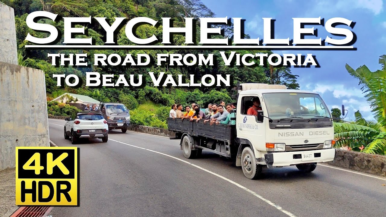 Victoria Seychelles, road to Beau Vallon in 4K video HDR 💖 The best Places 👀 car trip , city ride 🇸🇨