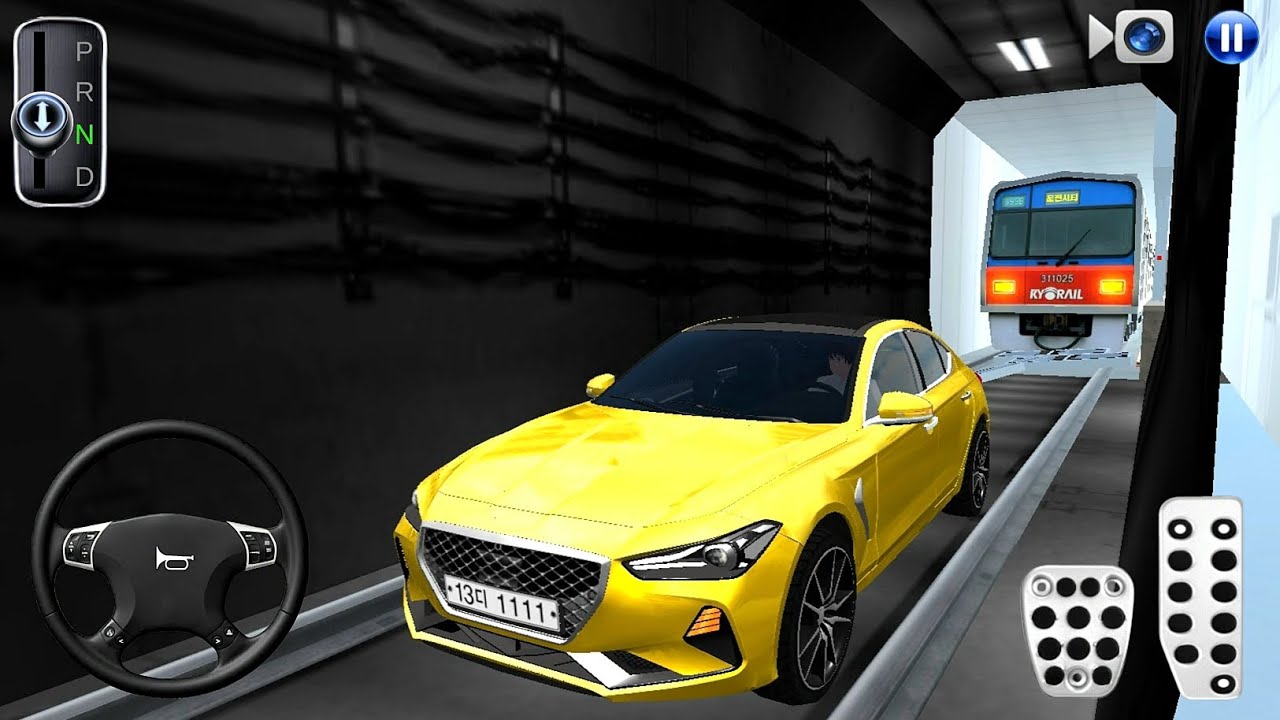 New Golden Car Mercedes vs Subway Train - 3D Driving Class - Best Android ios 2025 - Car Game