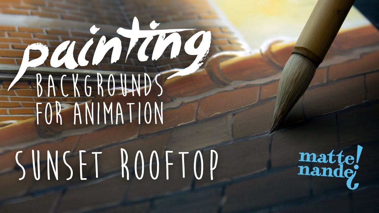Sunset Rooftop | Painting Backgrounds for Animation | Nicker Poster Colour