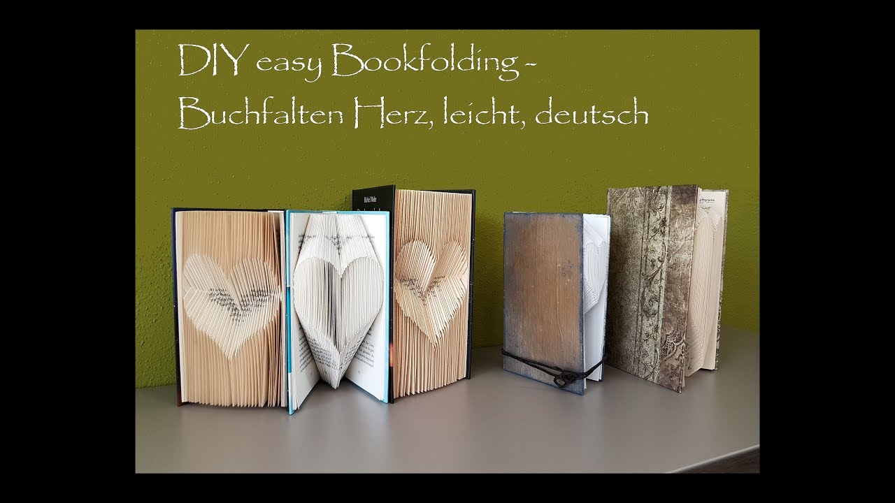 DIY easy Bookfolding - Buchfalten Herz, leicht, deutsch