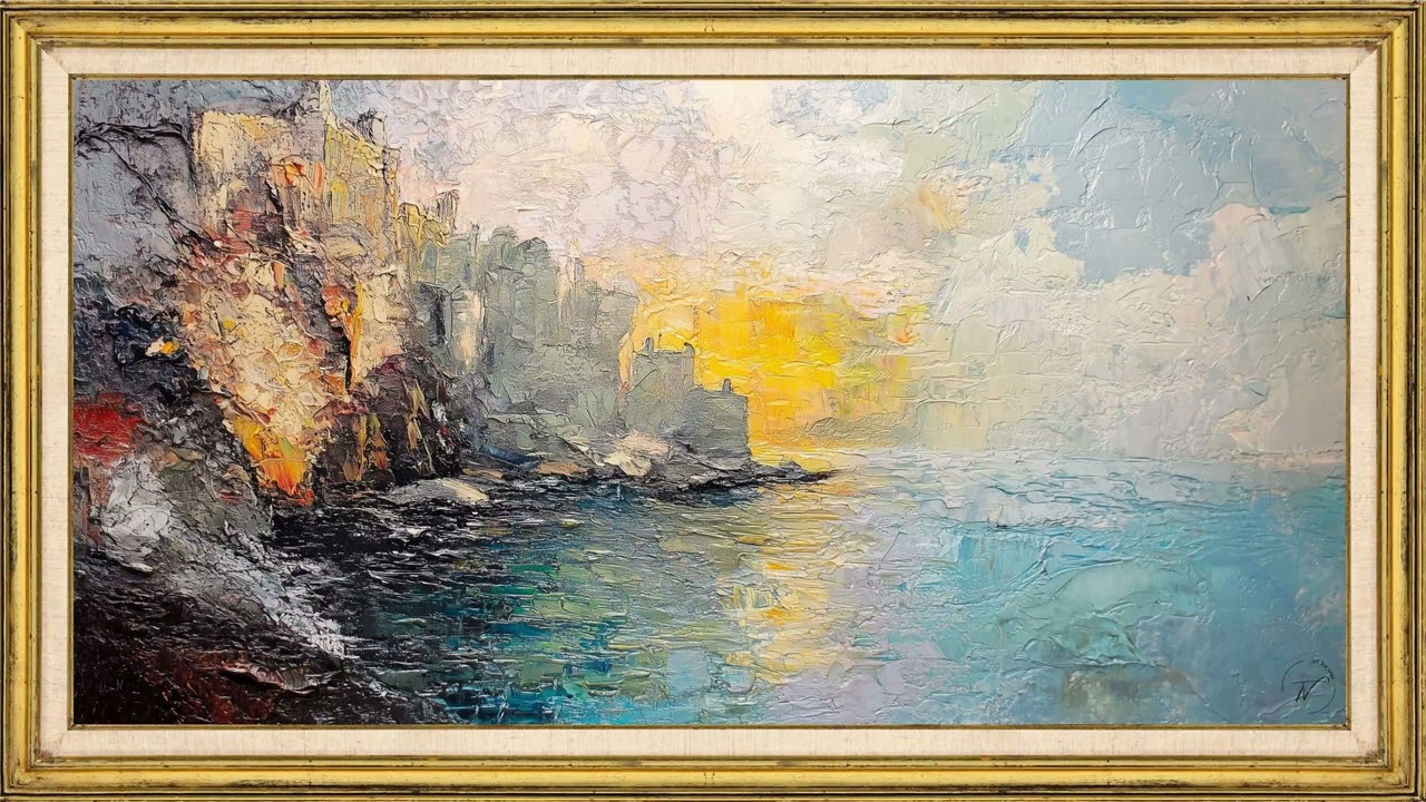 Coastal Sunset Oil Painting | 2 Hour TV Frame Art Screensaver | Relaxing Wall Art for Living Room