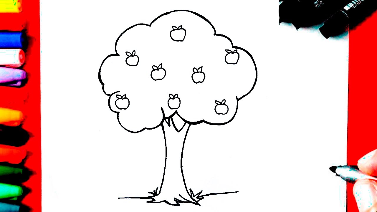 COMO Desenhar uma Árvore com MAÇÃ Fácil Fácil