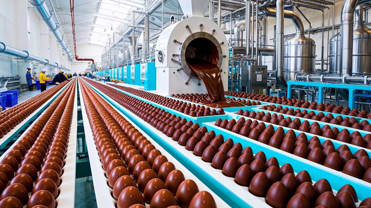 How Chocolate Easter Eggs Are Made in a Factory
