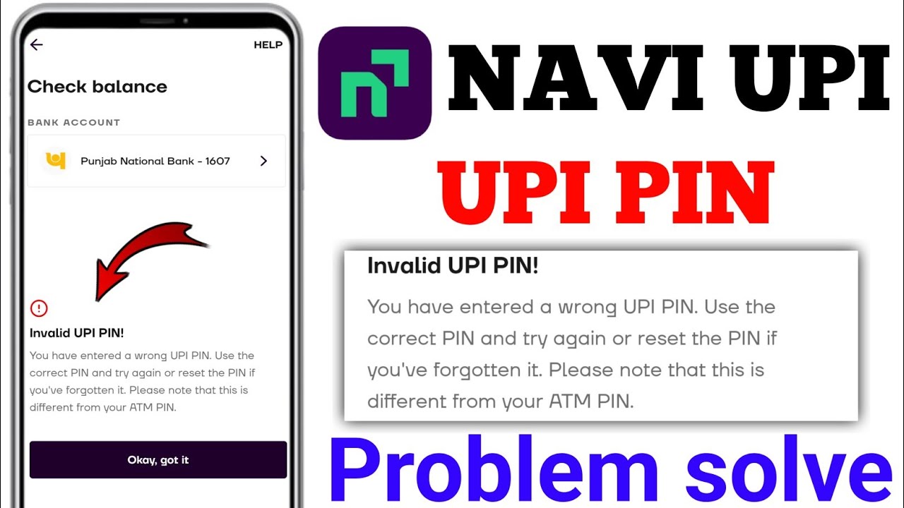 Navi upi me invalid upi pin problem solve ! How to Wrong upi pin in Navi upi ! Invalid upi pin navi