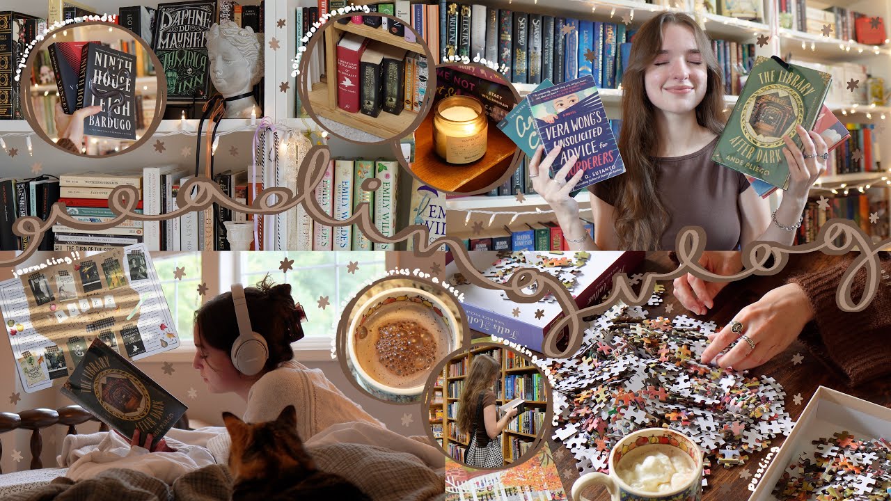 READING VLOG | manifesting fall by reading cozy mysteries and doing cozy hobbies🔍