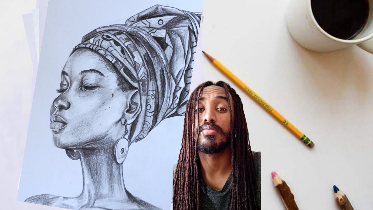 how to draw an African woman