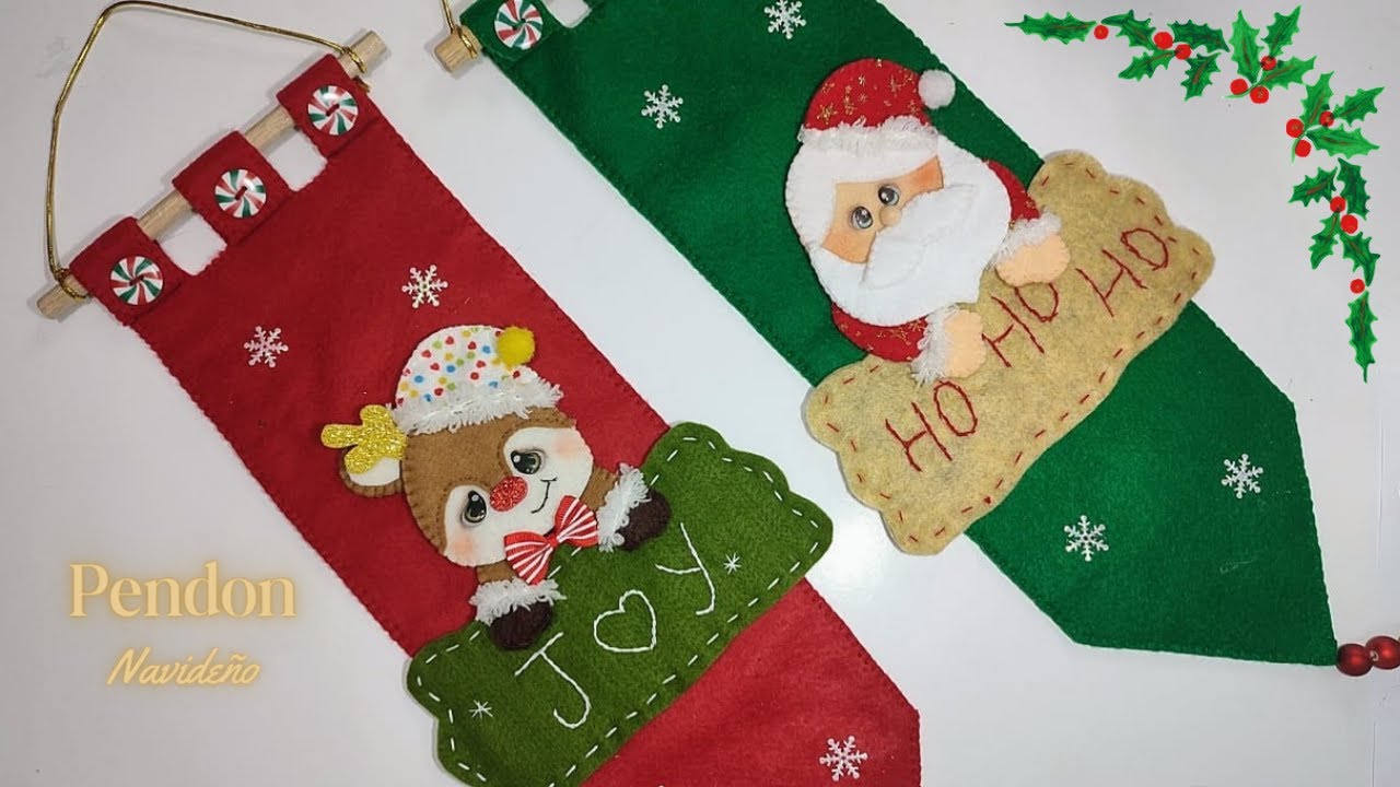 Como hacer un pendón navideño - Tutorial paso a paso - Moldes Gratis - DIY