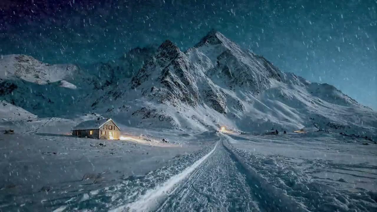 Blizzard Night in a Cozy Mountain Cabin ❄️ Howling Wind ASMR for Deep Sleep and Relaxation
