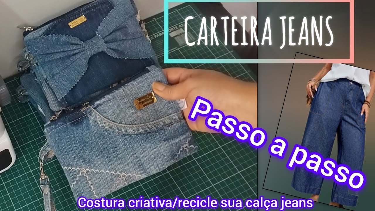 Costura criativa/carteira feita de calça jeans 