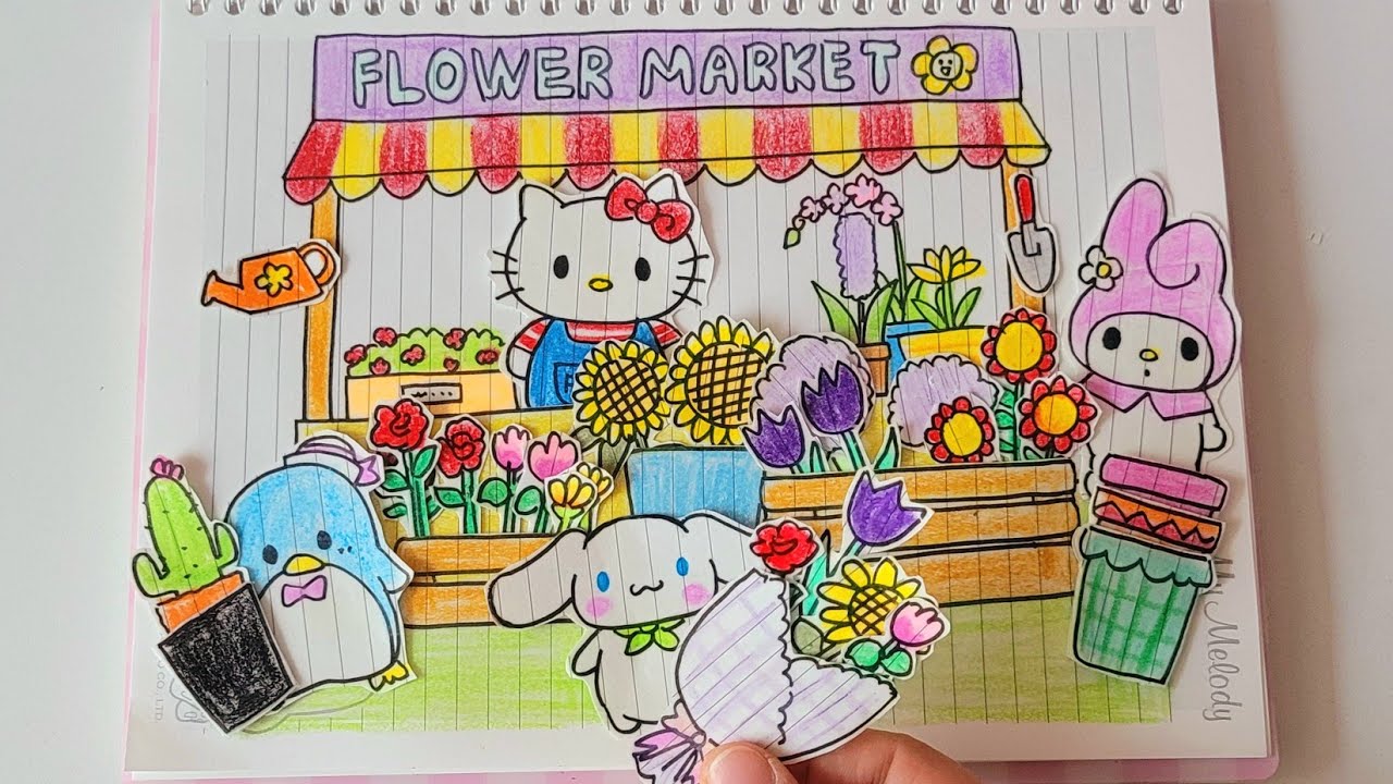 🎀paperdiy🎀Hello Kitty Flower Shop 🌸 헬로키티 꽃가게 종이놀이