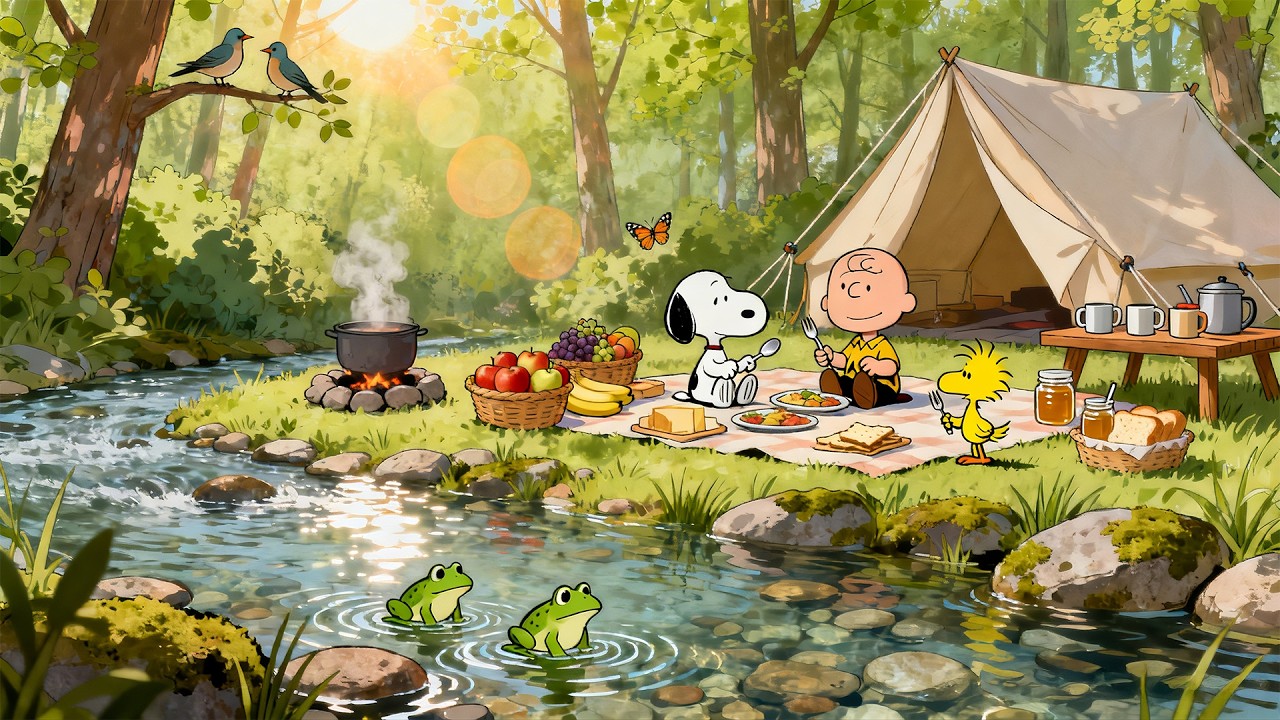Riverside Camping with Snoopy & Charlie Brown 🌿 | Lofi Music for Study, Focus & Relax