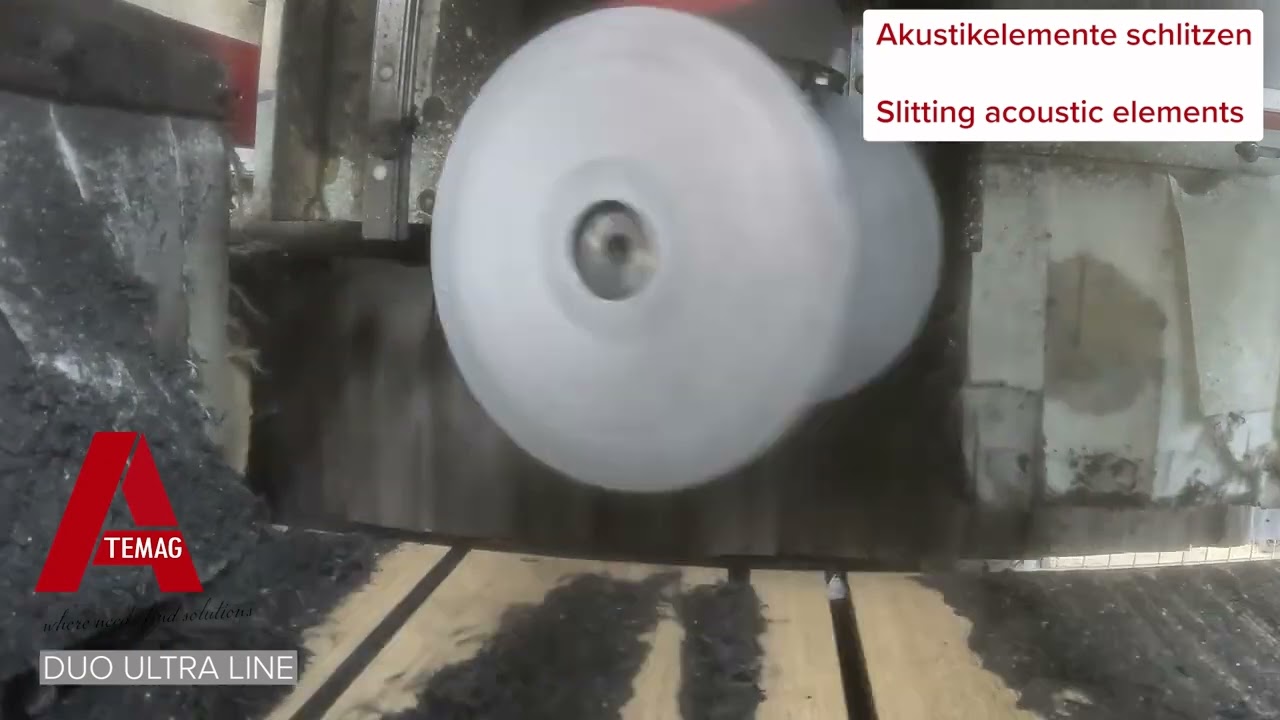 Herstellung von Akustikpanel mit Winkelaggregat - Schlitzen von Akustikrillen und Akustiknuten