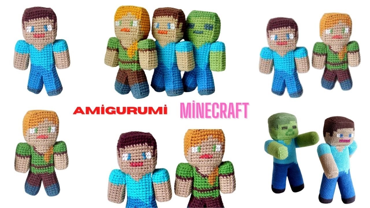 Minecraft 💥 Steve Alex and Zombie 💥 Amigurumi 💥 Free Crochet Patterns and Tutorials