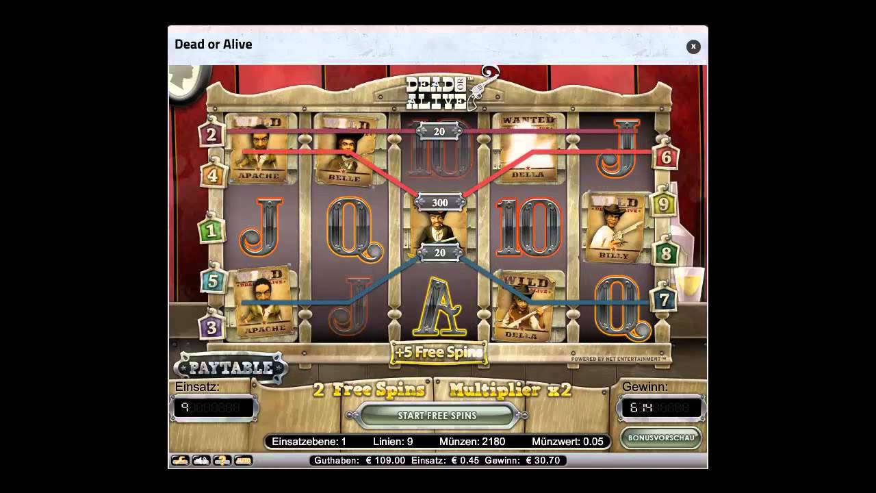 Dead or Alive - 0,45 &euro; Bet 2 Wildlines! - MEGA BIG WIN!