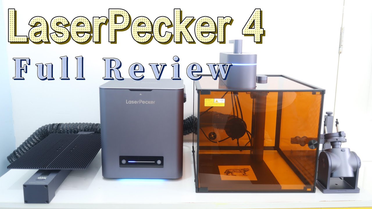 LaserPecker 4 Review:  Air Purifier, Slide Extension, Rotary extension, and Protections Cover