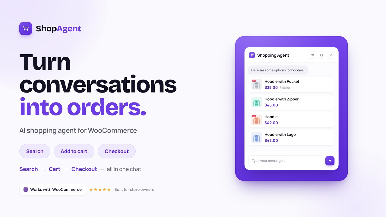 Turn conversations into orders | ShopAgent - A WooCommerce plugin