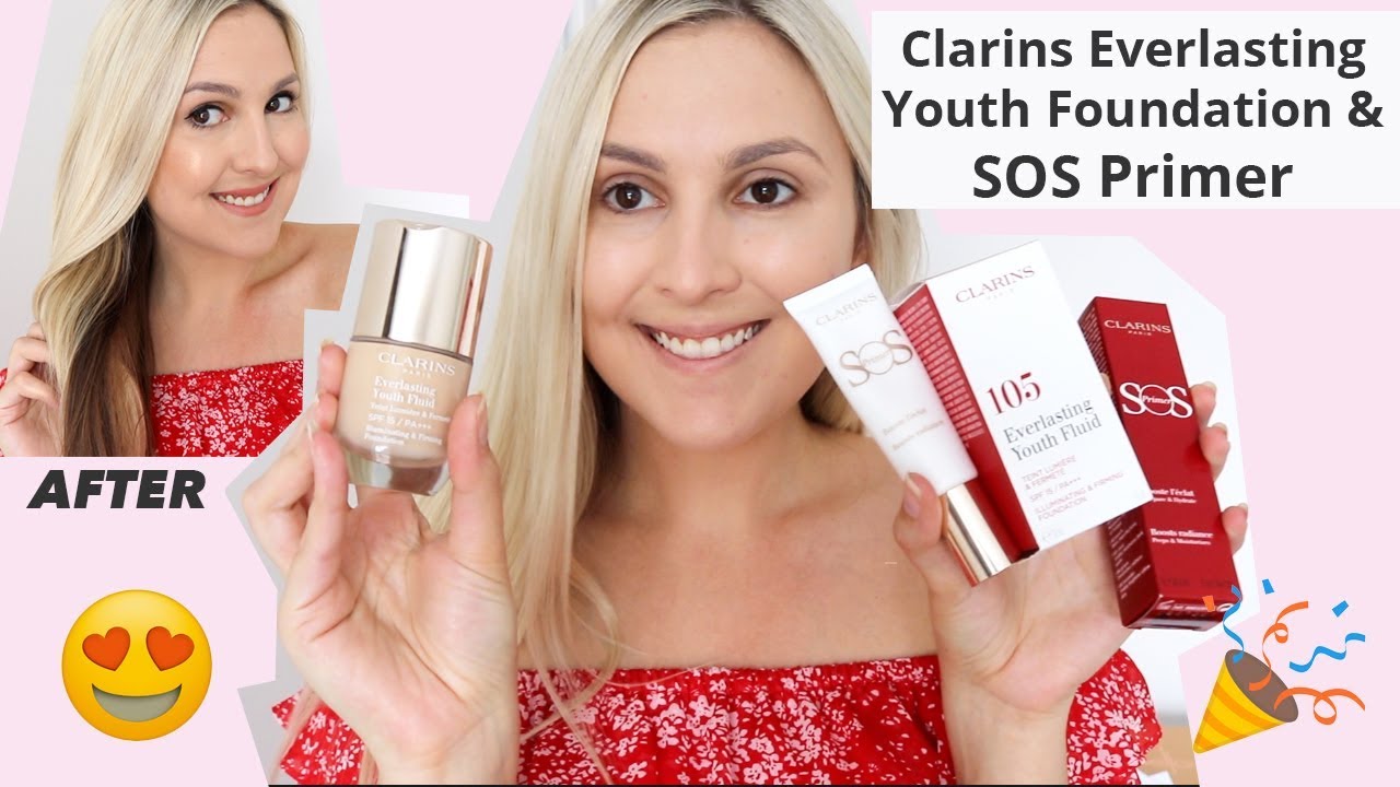Clarins Everlasting Youth Foundation & Clarins SOS Primer review ( Clarins makeup )