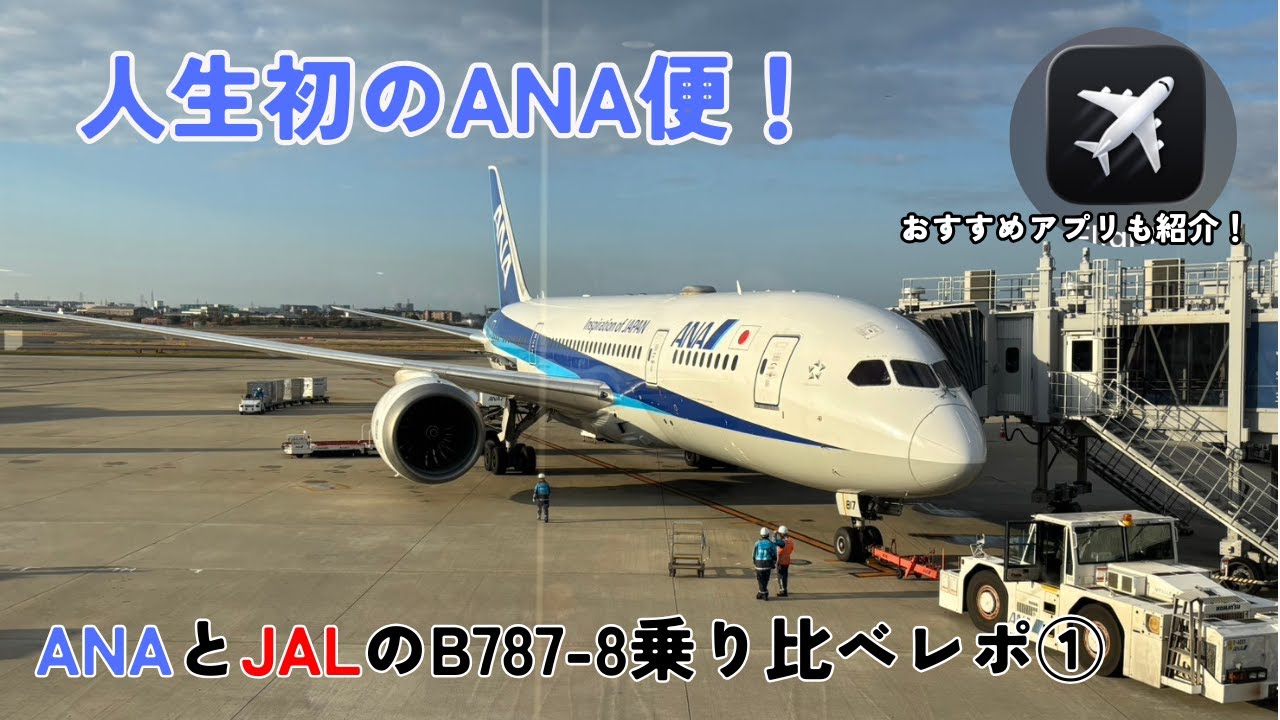 【ANA vs JAL 787-8乗り比べ！】人生初のANA便の搭乗レビュー！伊丹・羽田路線・ANA編①