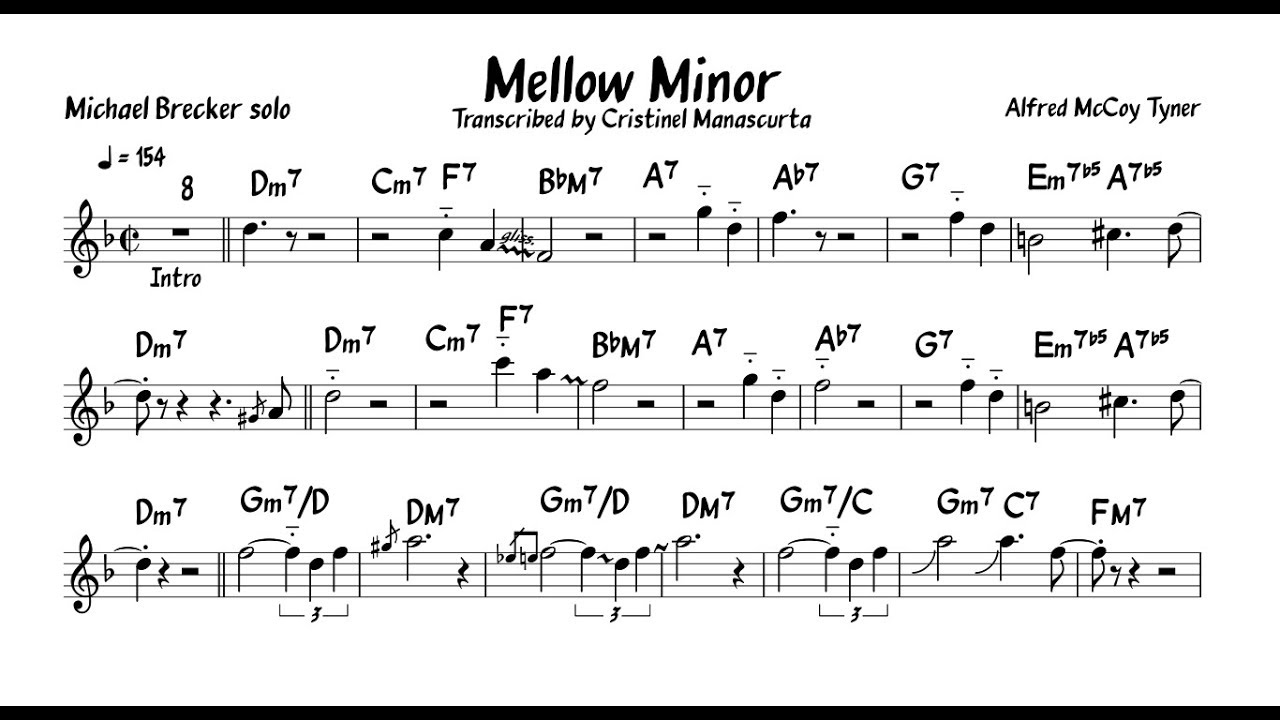 Michael Brecker - Mellow Minor (transcription)