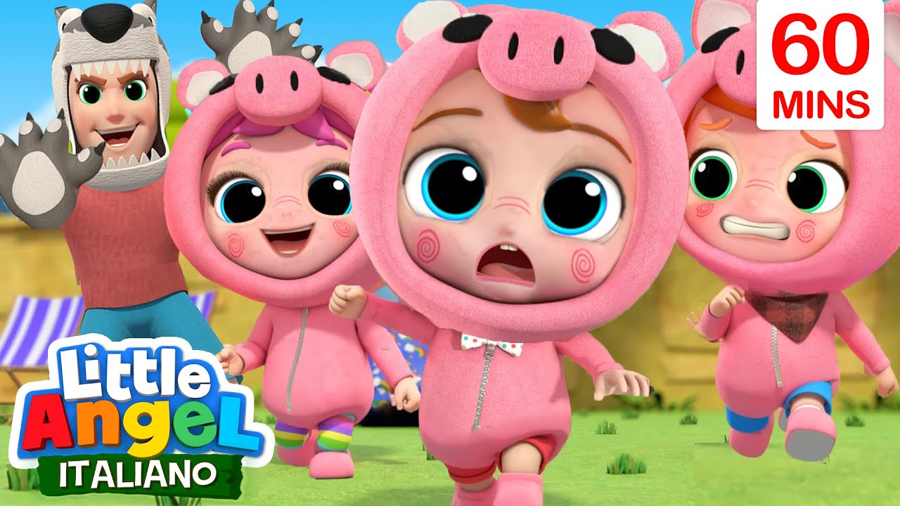 Siam Tre Piccoli Porcellini 🐷😳🐺 Cartoni Animati & Canzoni Bambini | Little Angel Italiano