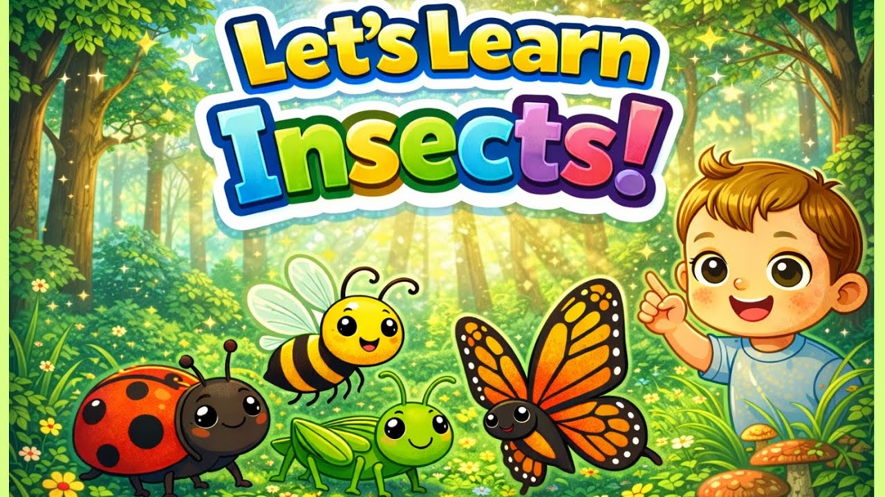 Let’s Learn Insects 🐜,🐛,🦋| Insect Names for Kids | Learn Butterfly, Ant, Bee & More