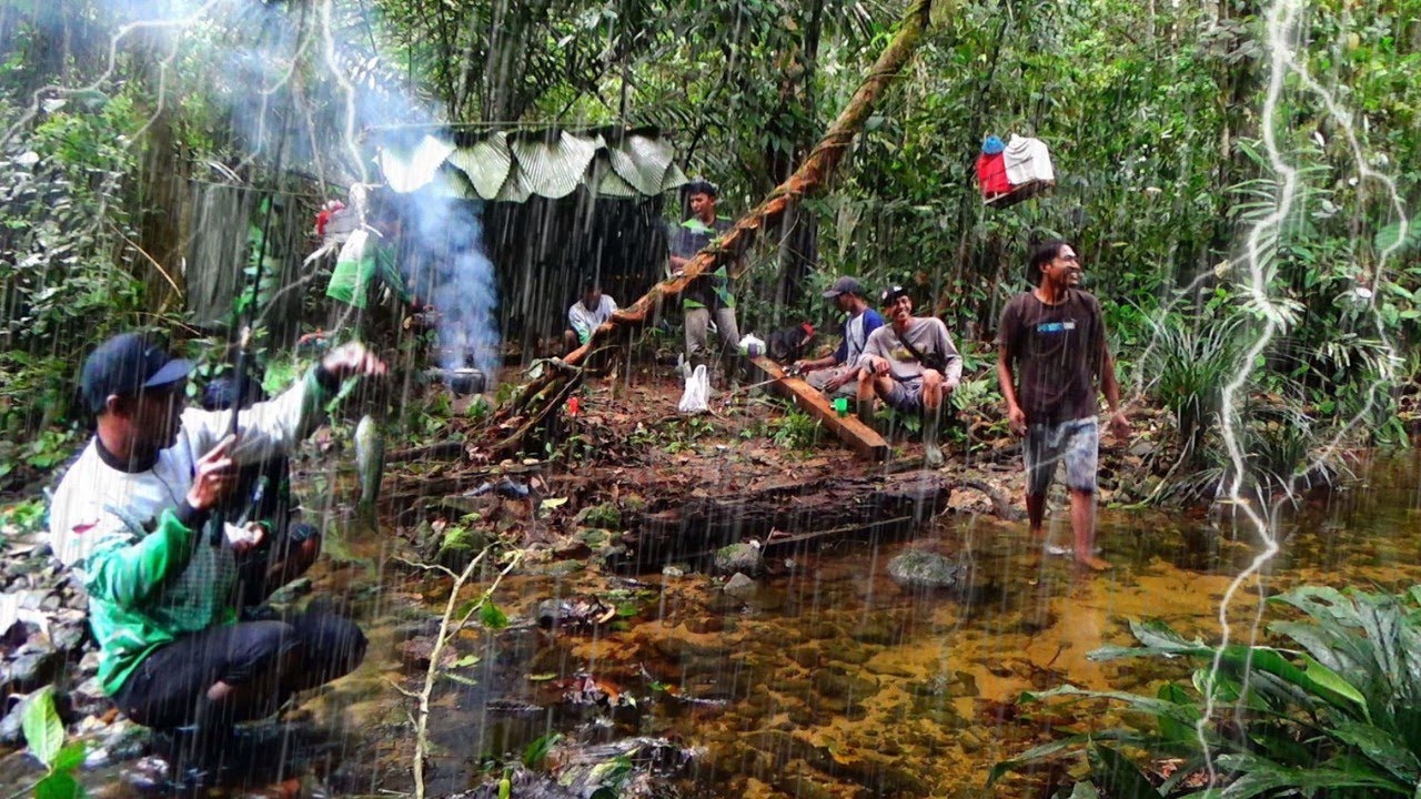 Camping Rame rame,di guyur hujan siang malam - Camping hujan deras -  camping & fishing sampai pagi