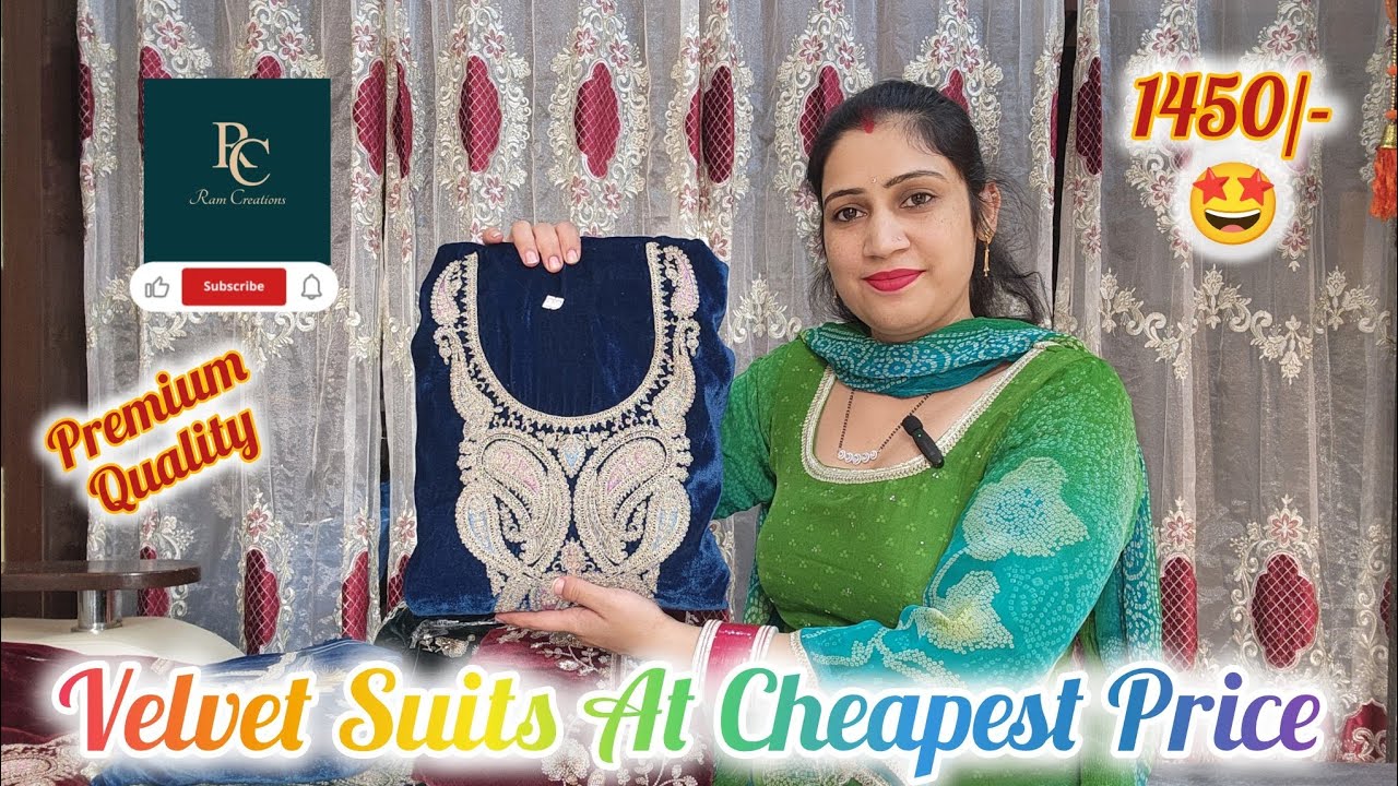 Velvet 🌹Suits At Cheapest 🤩Price|| Premium 👌Quality In 1450/- 😱|| Velvet Suits With Handwork #viral 