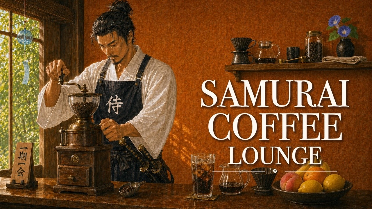Samurai Coffee Lounge ☕ Hand-Ground Coffee & Japanese Lofi Jazz for Work & Study