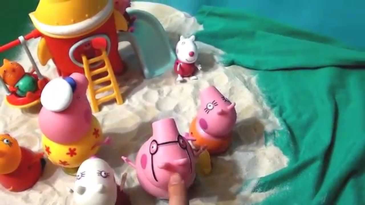 Мультфильм игрушками Свинка Пеппа Peppa Отдых на пляже