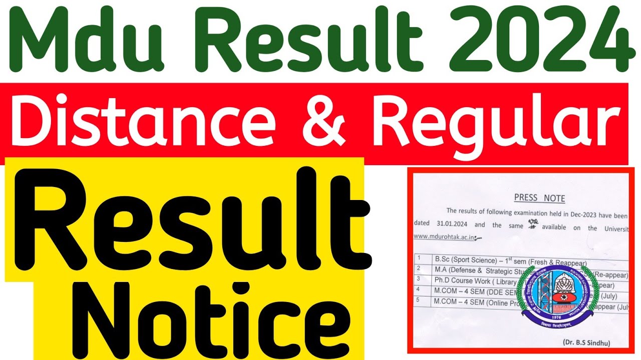 Mdu Distance result Notice 2024 | Mdu Regular Result Notice 2024 | Mdu Distance Result 2024