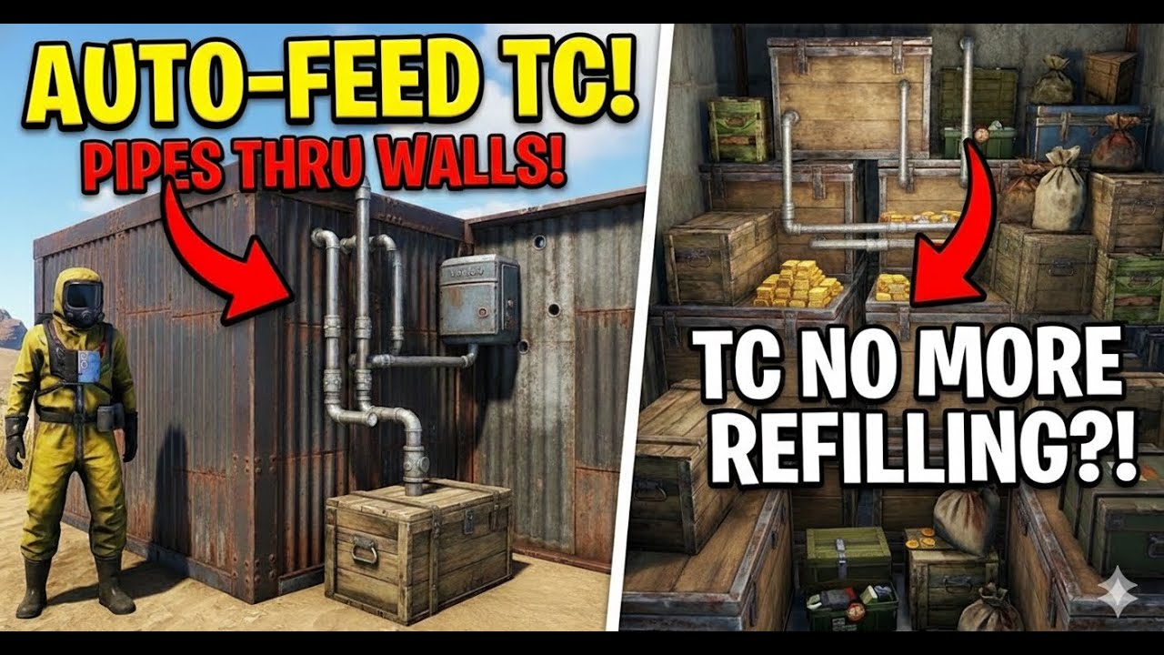 RUST: RAID-PROOF TC! Auto-Feed Tool Cupboard Through Walls (Secret Base Automation)