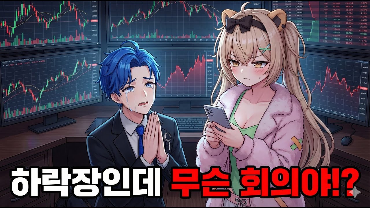 사장이 부른 회의에서 폰들고 차트 보는 버튜버
