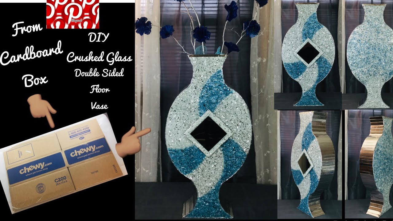 Dollar Tree DIY / Manualidades Crushed Glass Double Sided Glam 30’ Inch Tall Floor Vase 2020 #WithMe