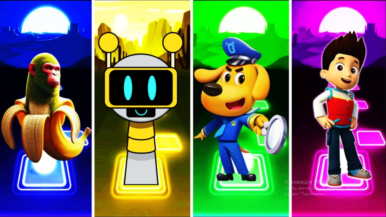 BRAINROT SHIMPANZINI BANANINI 🆚 INCREDIBOX SPRUNKI 🆚 SHERIFF LABRADOR 🆚 PAW PATROL RYDER | Tiles Hop