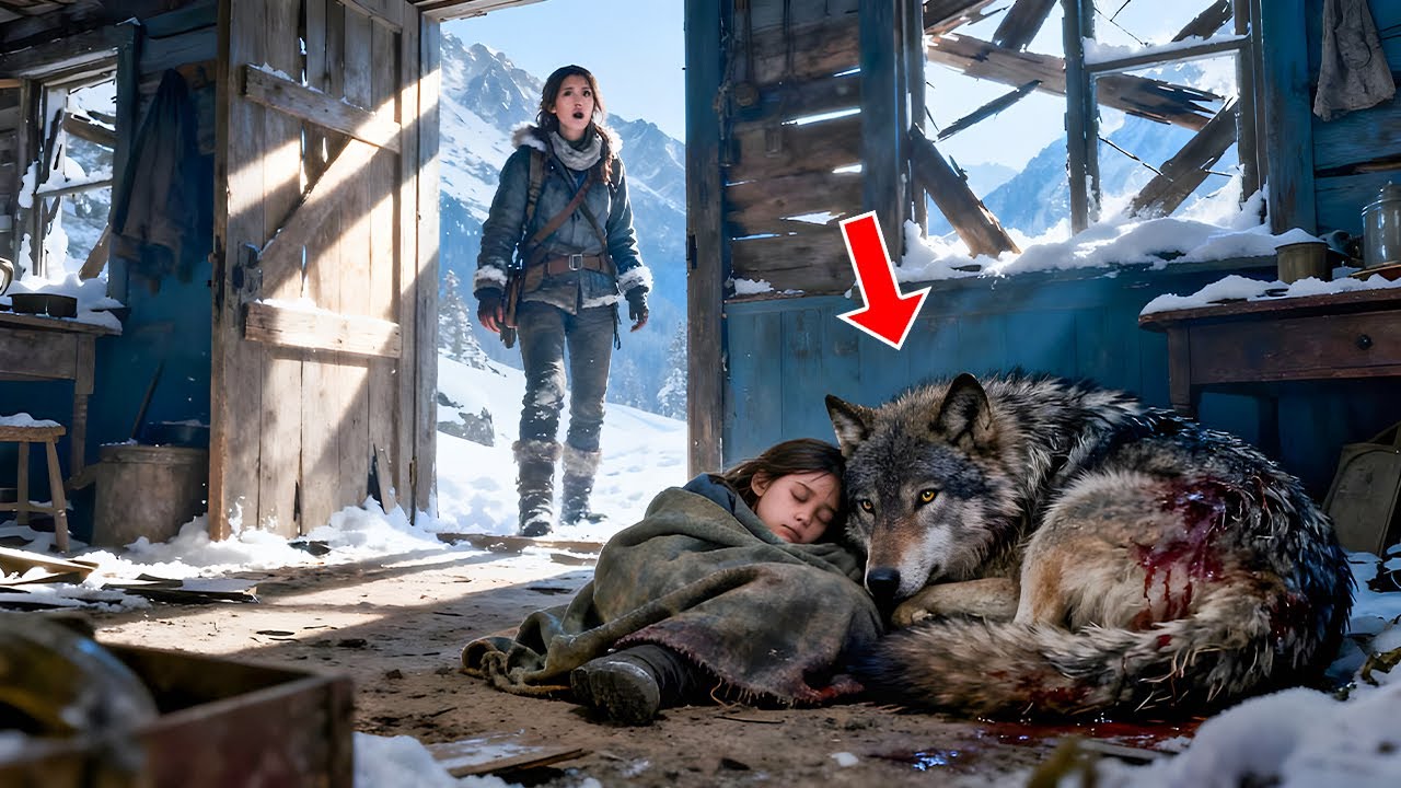 Mountain Woman found a Wolf sleeping next to a girl in an Abondaned House