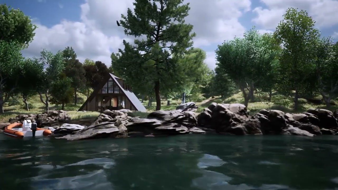 Another Lake house. Twinmotion render. With and without path-tracing
